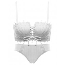 Strapless, antiskid, white, rimless underwear suit, sexy, gathered, adjustable bra, small bra, strapless, strapless