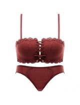 Pull B four corner cup no steel ring underwear women's feeling confused gather adjustable bra underpants a set of thin small chest